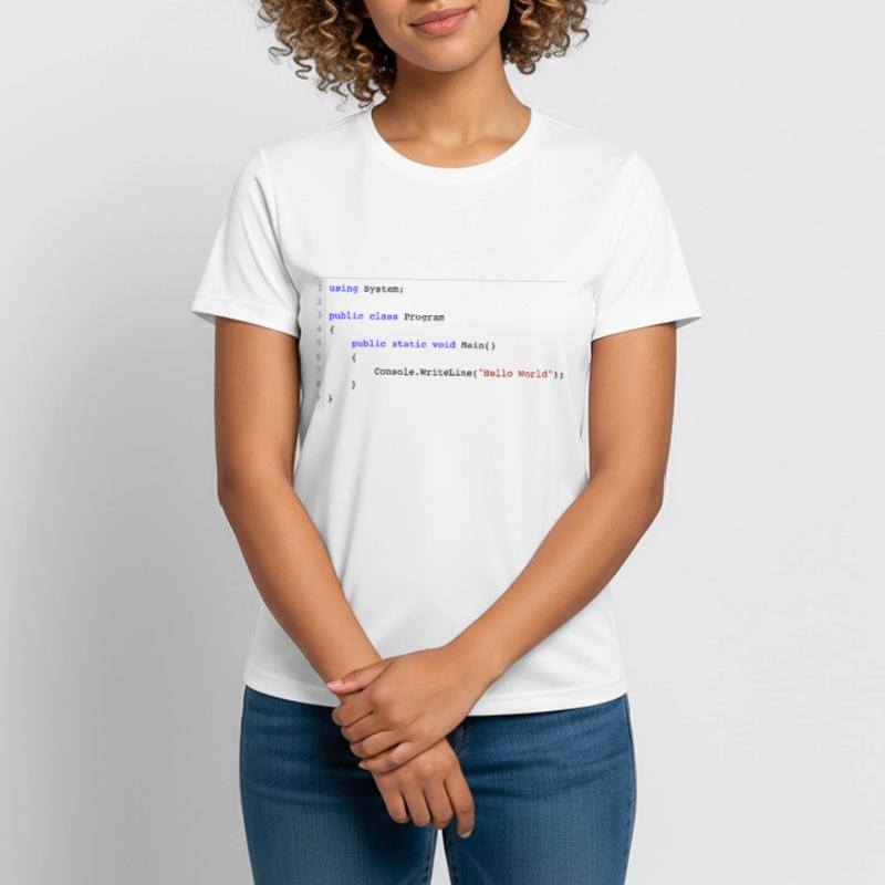 C# .NET Code Hello World Programmierer Geschenk Frauen T-Shirt atmungsaktiv