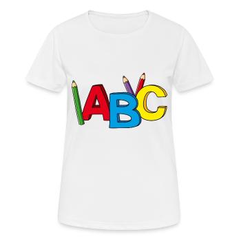 Motif ABC, idéal pour la scolarisation précoce - T-shirt respirant Femme - blanc - Devant - AI Model Female 172 dark (172cm)