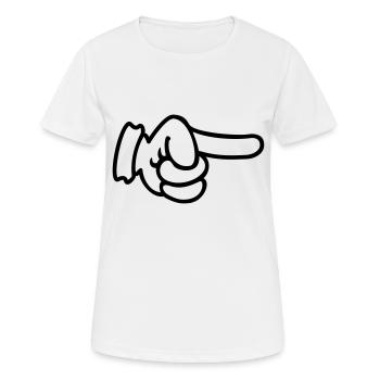 Finger pointing / pointing finger (Outline 1c - Women's Breathable T-Shirt - white - Front - AI Model Female 172 dark (172cm)