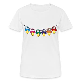 farbige Schnuller auf der Leine - Frauen T-Shirt atmungsaktiv - Weiß - Vorne - AI Model Female 172 dark (172cm)