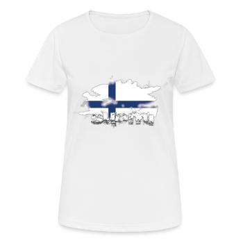 Finnland Fanartikel Suomi - Frauen T-Shirt atmungsaktiv - Weiß - Vorne - AI Model Female 172 dark (172cm)