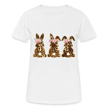 Leopard Easter bunnies Leopard Easter bunnies - Women's Breathable T-Shirt - white - Front - AI Model Female 172 dark (172cm)