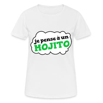 Je pense à un mojito (bulle) - T-shirt respirant Femme - blanc - Devant - AI Model Female 172 dark (172cm)