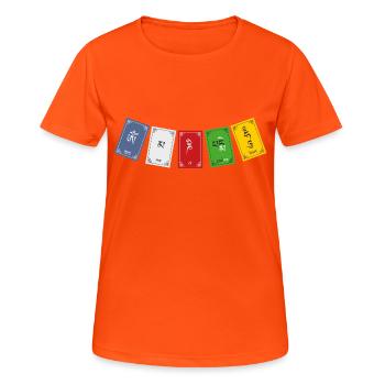 OM MA NI PADME HUM - Drapeaux de prière 1 - T-shirt respirant Femme - orange néon - Devant - AI Model Female 172 dark (172cm)