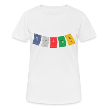 OM MA NI PADME HUM - Drapeaux de prière 5 - T-shirt respirant Femme - blanc - Devant - AI Model Female 172 dark (172cm)