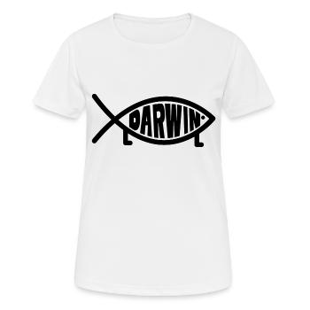 Darwin Fisch mit Beinen Atheist Wissenschaftler - Frauen T-Shirt atmungsaktiv - Weiß - Vorne - AI Model Female 172 dark (172cm)