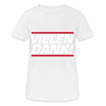 Vielen Dank Danke - Frauen T-Shirt atmungsaktiv - Weiß - Vorne - AI Model Female 172 dark (172cm)