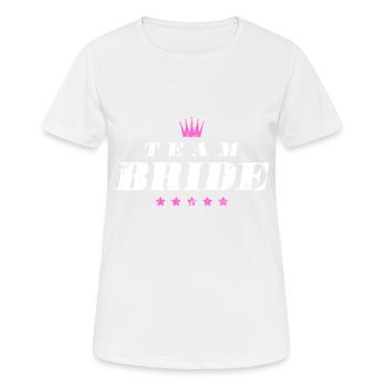 Devis de mariage de l’équipe de la mariée - T-shirt respirant Femme - blanc - Devant - AI Model Female 172 dark (172cm)