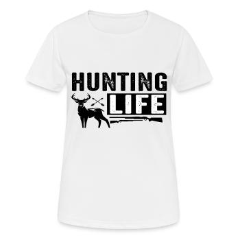 Hunting Life - Frauen T-Shirt atmungsaktiv - Weiß - Vorne - AI Model Female 172 dark (172cm)