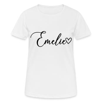 Emelie Surname First Name Girl - Women's Breathable T-Shirt - white - Front - AI Model Female 172 dark (172cm)