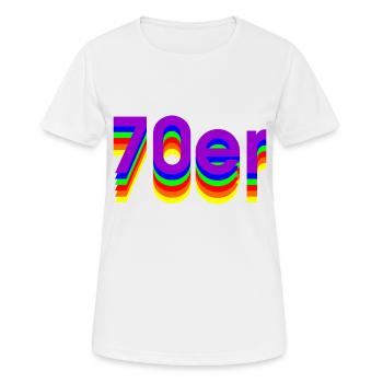 70er - Frauen T-Shirt atmungsaktiv - Weiß - Vorne - AI Model Female 172 dark (172cm)