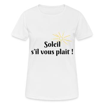 Soleil s’il vous plaît - T-shirt respirant Femme - blanc - Devant - AI Model Female 172 dark (172cm)