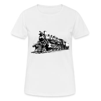 Railway Steam Locomotive - Women's Breathable T-Shirt - white - Front - AI Model Female 172 dark (172cm)