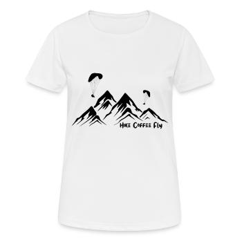 Hike Coffee Fly - Black Print - Frauen T-Shirt atmungsaktiv - Weiß - Vorne - AI Model Female 172 dark (172cm)