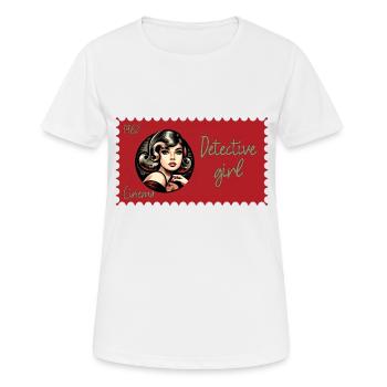 Detektiv Girl und Rätsel im Hollywood der 60er - Frauen T-Shirt atmungsaktiv - Weiß - Vorne - AI Model Female 172 dark (172cm)