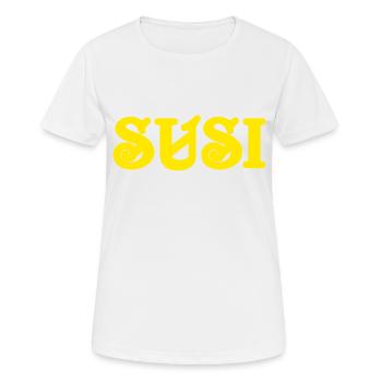 Vintage Text Susi gelber Text - Frauen T-Shirt atmungsaktiv - Weiß - Vorne - AI Model Female 172 dark (172cm)