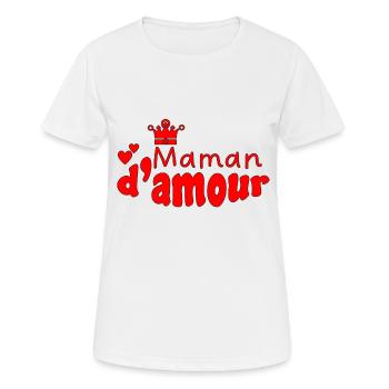 Maman d amour - T-shirt respirant Femme - blanc - Devant - AI Model Female 172 dark (172cm)