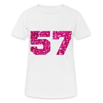 Numéro 57 paillettes rose - 57e anniversaire - T-shirt respirant Femme - blanc - Devant - AI Model Female 172 dark (172cm)