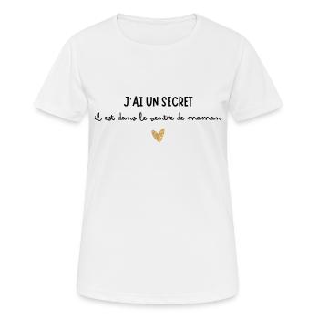 Ich habe ein Geheimnis, es ist in Mamas Bauch - Frauen T-Shirt atmungsaktiv - Weiß - Vorne - AI Model Female 172 dark (172cm)