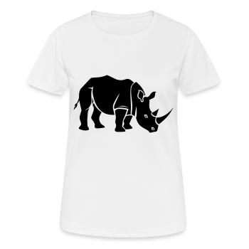 Nashorn - Frauen T-Shirt atmungsaktiv - Weiß - Vorne - AI Model Female 172 dark (172cm)