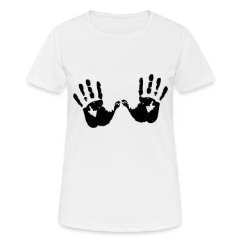 Hände - Frauen T-Shirt atmungsaktiv - Weiß - Vorne - AI Model Female 172 dark (172cm)