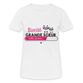 Bientôt grande sœur - T-shirt respirant Femme - blanc - Devant - AI Model Female 172 dark (172cm)