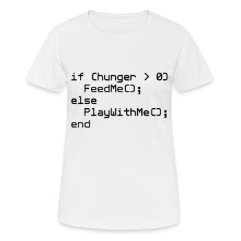 Bavoir de bébé NERD "if (hunger ..." - T-shirt respirant Femme - blanc - Devant - AI Model Female 172 dark (172cm)