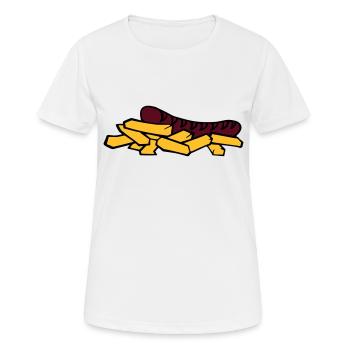 currywurst frite saucisse - T-shirt respirant Femme - blanc - Devant - AI Model Female 172 dark (172cm)