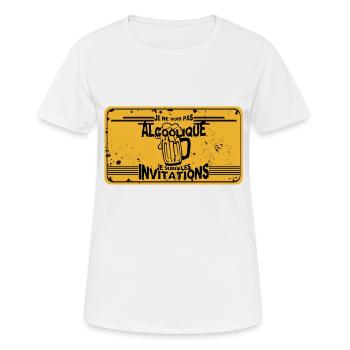 pas alcoolique subis invitation humour alcool - T-shirt respirant Femme - blanc - Devant - AI Model Female 172 dark (172cm)