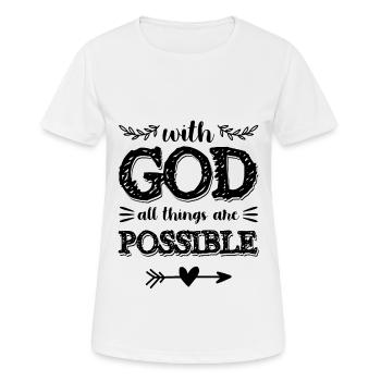 Alles ist Möglich Jesus Bibelvers - Frauen T-Shirt atmungsaktiv - Weiß - Vorne - AI Model Female 172 dark (172cm)
