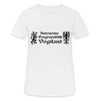 Vogtland autonom Greif Löwe Sachsen Bergrepublik - Frauen T-Shirt atmungsaktiv - Weiß - Vorne - AI Model Female 172 dark (172cm)
