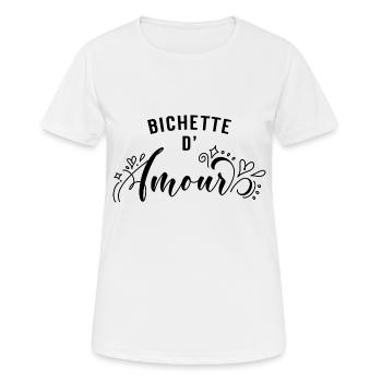 Bichette d'Amour - T-shirt respirant Femme - blanc - Devant - AI Model Female 172 dark (172cm)