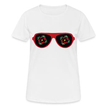 lunette de soleil fleur peace - T-shirt respirant Femme - blanc - Devant - AI Model Female 172 dark (172cm)