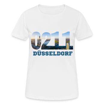 Düsseldorf 0211 T-Shirt avec Picture Skyline - T-shirt respirant Femme - blanc - Devant - AI Model Female 172 dark (172cm)