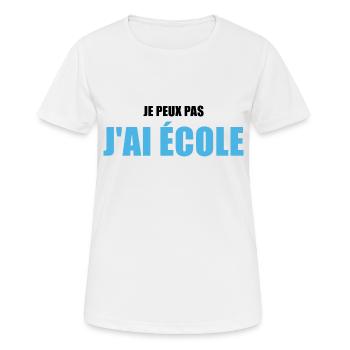 Je peux pas j'ai école / humour école - T-shirt respirant Femme - blanc - Devant - AI Model Female 172 dark (172cm)