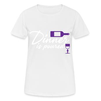 Dinner is poured 4 - Women's Breathable T-Shirt - white - Front - AI Model Female 172 dark (172cm)