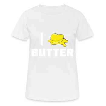 J’aime le beurre - T-shirt respirant Femme - blanc - Devant - AI Model Female 172 dark (172cm)