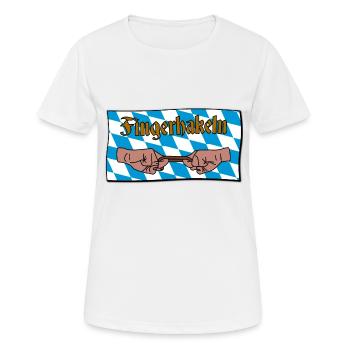 Fingerhakeln V2 - Frauen T-Shirt atmungsaktiv - Weiß - Vorne - AI Model Female 172 dark (172cm)