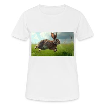 Jumping Rabbit - Frauen T-Shirt atmungsaktiv - Weiß - Vorne - AI Model Female 172 dark (172cm)