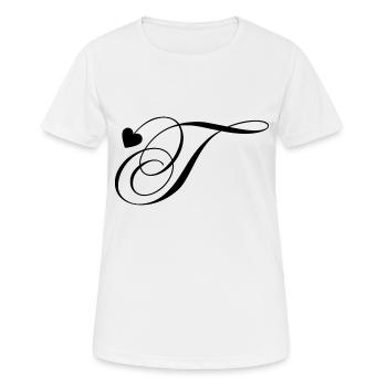 Lettre t calligraphie cœur - T-shirt respirant Femme - blanc - Devant - AI Model Female 172 dark (172cm)