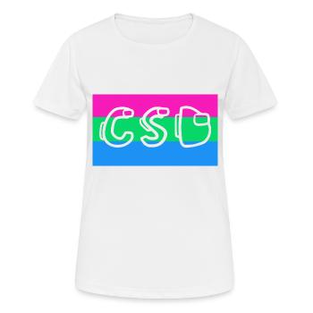 Drapeau de la fierté polysexuelle CSD - T-shirt respirant Femme - blanc - Devant - AI Model Female 172 dark (172cm)