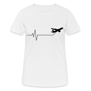 Flugzeug Herzschlag Ekg Pilot - Frauen T-Shirt atmungsaktiv - Weiß - Vorne - AI Model Female 172 dark (172cm)