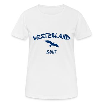 Westerland - Sylt - Mer du Nord - Ancre - Mouette - Île - T-shirt respirant Femme - blanc - Devant - AI Model Female 172 dark (172cm)