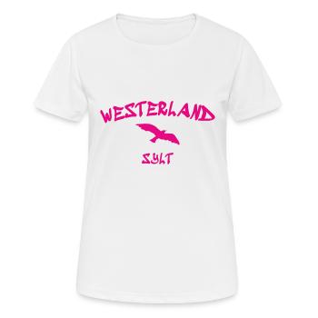 Westerland - Sylt - Mer du Nord - Ancre - Mouette - Île - T-shirt respirant Femme - blanc - Devant - AI Model Female 172 dark (172cm)