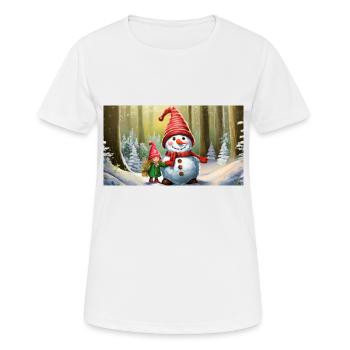 cute little gnomes everyday life building snowman - Women's Breathable T-Shirt - white - Front - AI Model Female 172 dark (172cm)