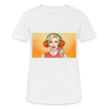 tomates sur les oreilles (Tomaten auf den Ohren) - T-shirt respirant Femme - blanc - Devant - AI Model Female 172 dark (172cm)