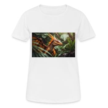 Ein realistischer, majestätischer orangefarbener Drachenwald - Frauen T-Shirt atmungsaktiv - Weiß - Vorne - AI Model Female 172 dark (172cm)