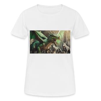 Ein realistischer, majestätischer grüner Drachenwolf - Frauen T-Shirt atmungsaktiv - Weiß - Vorne - AI Model Female 172 dark (172cm)