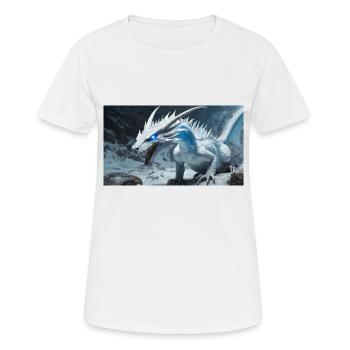 Ein realistischer, majestätischer weißer Eisdrache - Frauen T-Shirt atmungsaktiv - Weiß - Vorne - AI Model Female 172 dark (172cm)