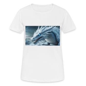 Ein realistischer, majestätischer weißer Eisdrache - Frauen T-Shirt atmungsaktiv - Weiß - Vorne - AI Model Female 172 dark (172cm)